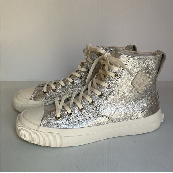 PF Flyers All American Hi Silver Metallic Women’s Size 7 / Men’s 5.5 - Picture 1 of 9
